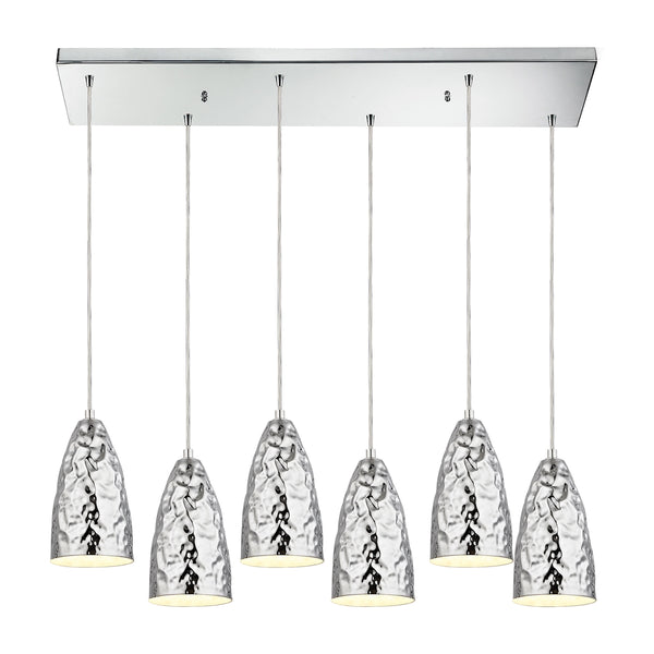 Hammersmith 6 Light Pendant In Hammered Polished Chrome
