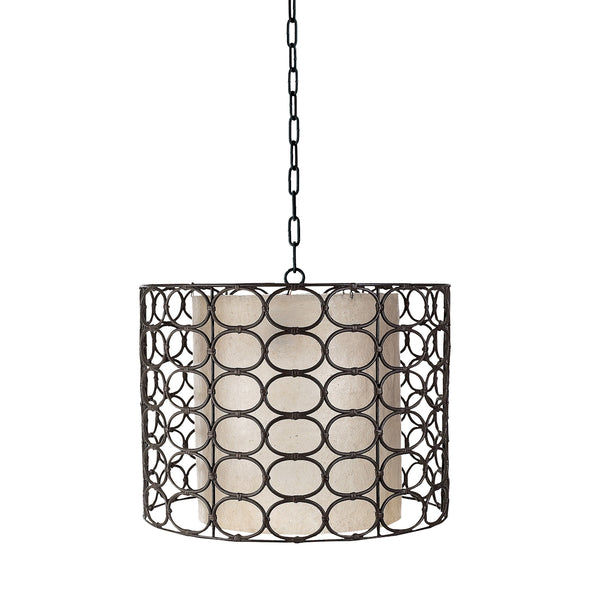 Oval Ring Drum Pendant In Weathered Grey