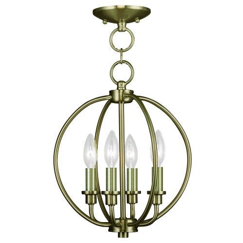 Livex Lighting Milania 4 Light AB :Chain Lantern/Ceiling Mount