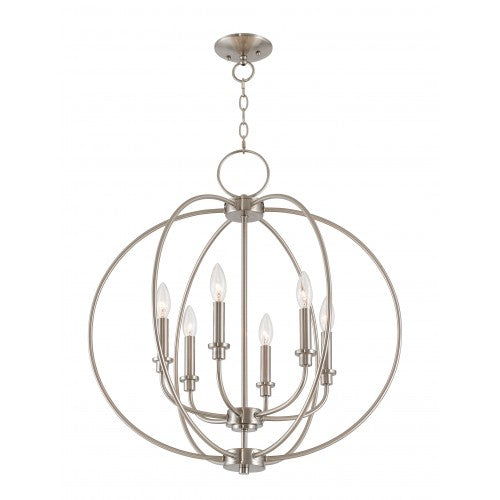 Livex Lighting Milania 6 Light Brushed Nickel Chandelier