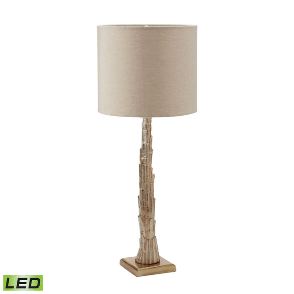 Bark LED Table Lamp in Gold And Natural Linen