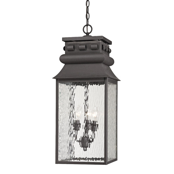 Forged Lancaster 3 Light Outdoor Pendant In Charcoal