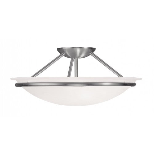 Livex Lighting Newburgh 3 Light Brushed Nickel Ceiling Mount