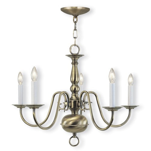 Livex Lighting Williamsburgh 5 Lt AB Chandelier