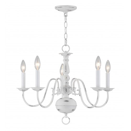 Livex Lighting Williamsburgh 5 Lt Antique White Chandelier