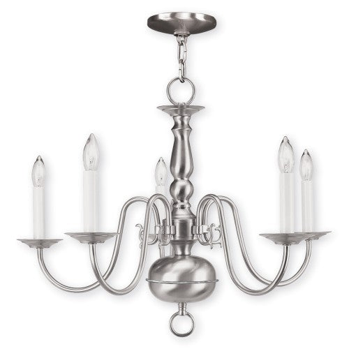 Livex Lighting Williamsburgh 5 Light Brushed Nickel Chandelier