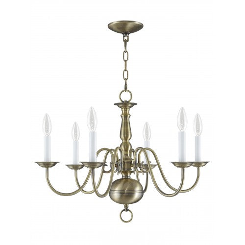 Livex Lighting Williamsburgh 6 Light Antique Brass Chandelier