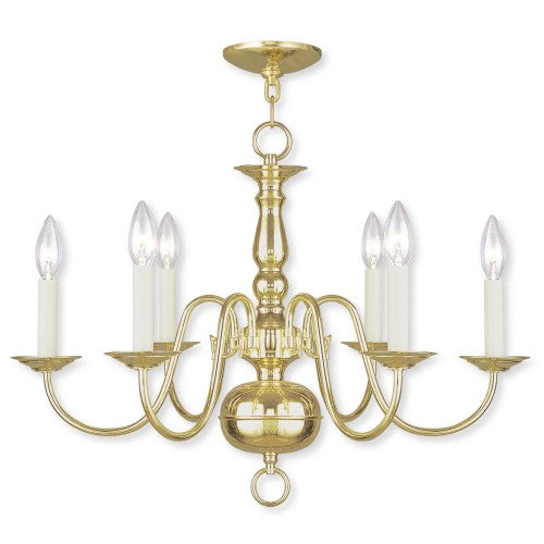 Livex Lighting Williamsburgh 6 Light Polished Brass Chandelier