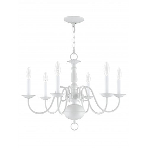 Livex Lighting Williamsburgh 6 Light White Chandelier