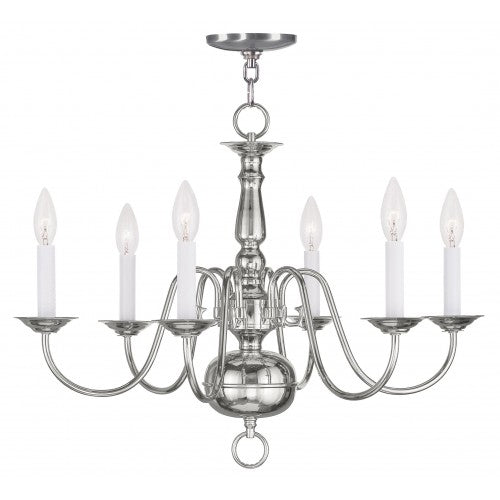 Livex Lighting Williamsburgh 6 Light Polished Nickel Chandelier