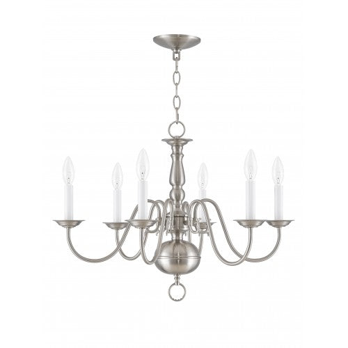 Livex Lighting Williamsburgh 6 Light Brushed Nickel Chandelier