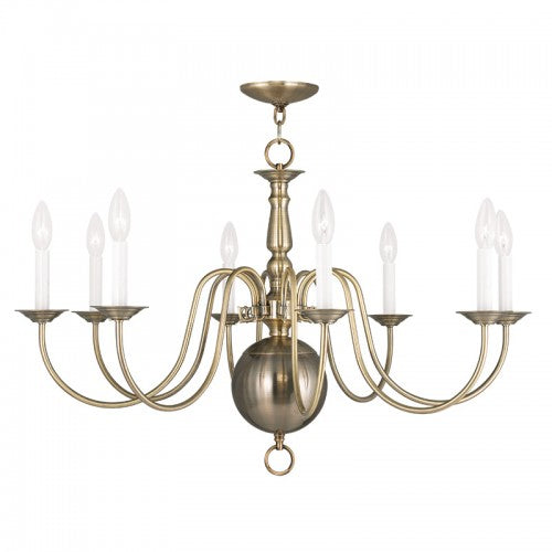 Livex Lighting Williamsburgh 8 Light Antique Brass Chandelier