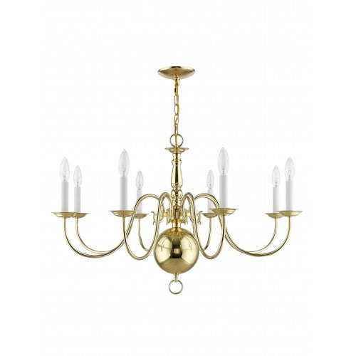 Livex Lighting Williamsburgh 8 Light Polished Brass Chandelier