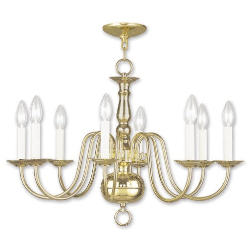 Livex Lighting Williamsburgh 8 Light Polished Brass Chandelier
