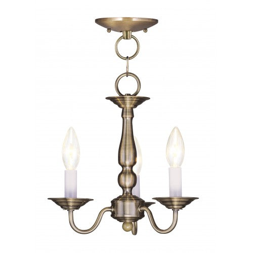 Livex Lighting Williamsburgh 3 Light AB Chain Hang/Ceiling Mount