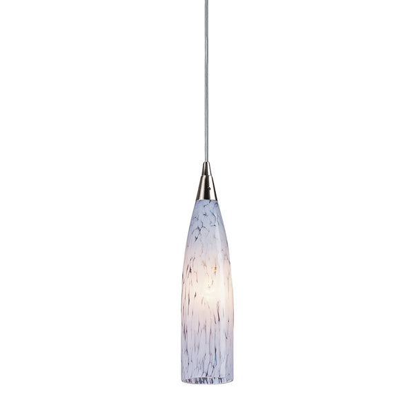 Lungo 1 Light LED Pendant In Satin Nickel And Snow White Glass