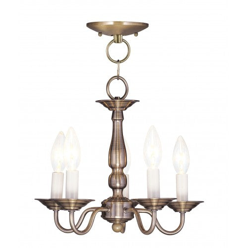 Livex Lighting Williamsburgh 5 Light AB Chain Hang/Ceiling Mount