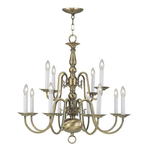 Livex Lighting Williamsburgh 12 Light Antique Brass Chandelier