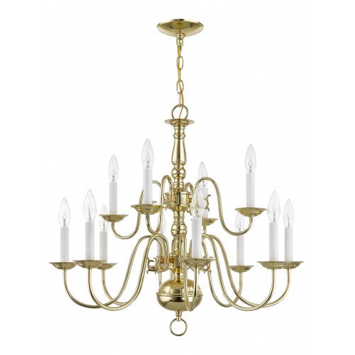 Livex Lighting Williamsburgh 12 Light Polished Brass Chandelier