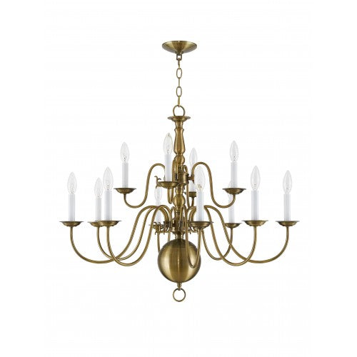 Livex Lighting Williamsburgh 12 Light Antique Brass Chandelier