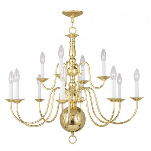 Livex Lighting Williamsburgh 12 Light Polished Brass Chandelier