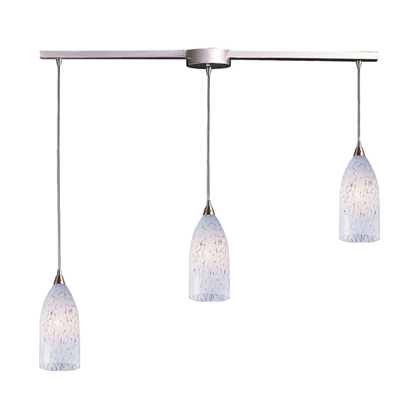Verona 3 Light Pendant In Satin Nickel And Snow White Glass