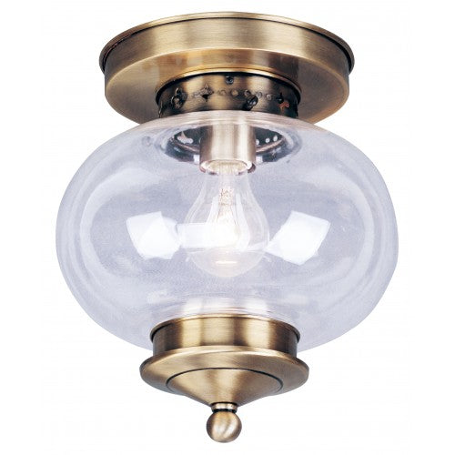 Livex Lighting Harbor 1 Light Antique Brass Ceiling Mount