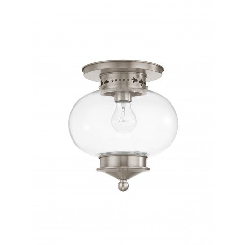 Livex Lighting Harbor 1 Light Brushed Nickel Ceiling Mount