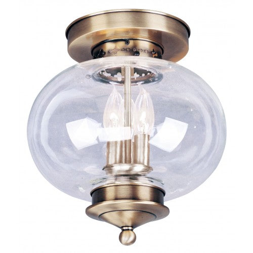 Livex Lighting Harbor 3 Light Antique Brass Ceiling Mount