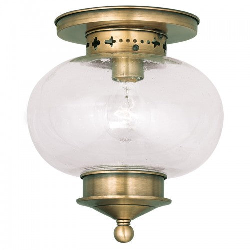 Livex Lighting Harbor 1 Light Antique Brass Ceiling Mount