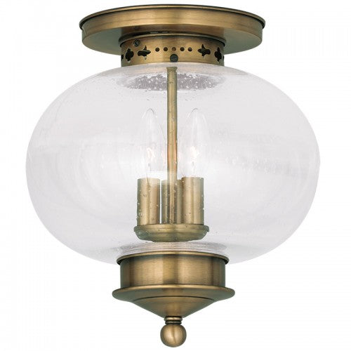 Livex Lighting Harbor 3 Light Antique Brass Ceiling Mount