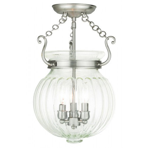 Livex Lighting Everett 3 Light Brushed Nickel Ceiling Mount