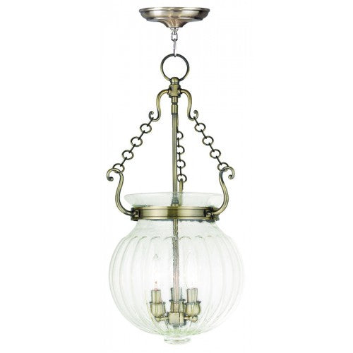 Livex Lighting Everett 3 Light Antique Brass Pendant