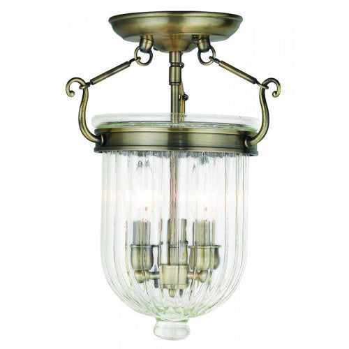 Livex Lighting Coventry 3 Light Antique Brass Ceiling Mount
