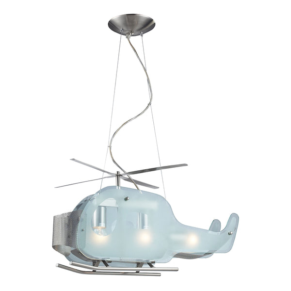 Novelty 3 Light Helicopter Pendant In Satin Nickel