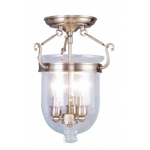 Livex Lighting Jefferson 3 Light Antique Brass Ceiling Mount