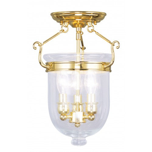 Livex Lighting Jefferson 3 Light Polished Brass Ceiling Mount