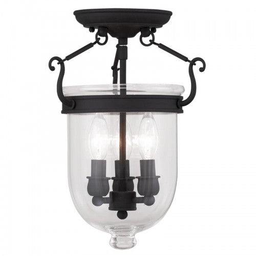 Livex Lighting Jefferson 3 Light Black Ceiling Mount