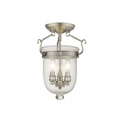 Livex Lighting Jefferson 3 Light Brushed Nickel Ceiling Mount