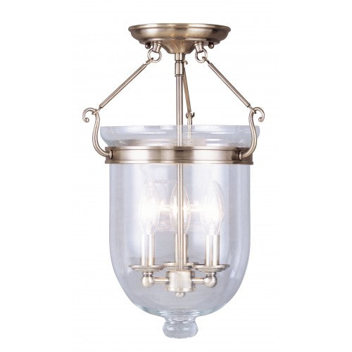 Livex Lighting Jefferson 3 Light Antique Brass Ceiling Mount