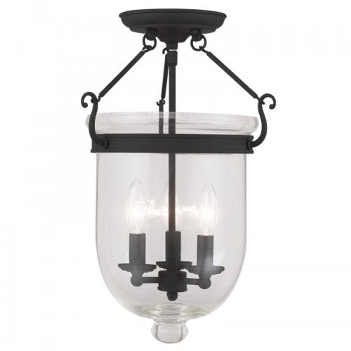 Livex Lighting Jefferson 3 Light Black Ceiling Mount
