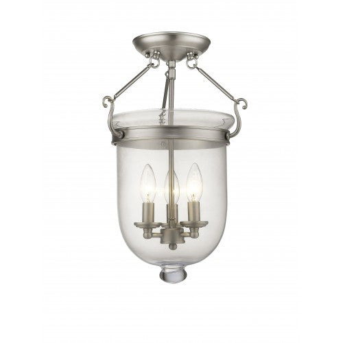 Livex Lighting Jefferson 3 Light Brushed Nickel Ceiling Mount
