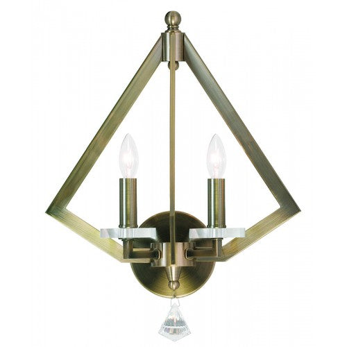 Livex Lighting Diamond 2 Light Antique Brass Wall Sconce