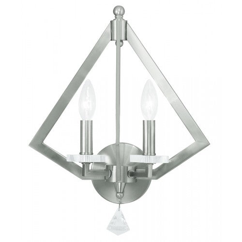 Livex Lighting Diamond 2 Light Brushed Nickel Wall Sconce