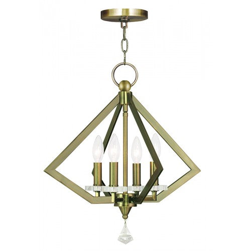 Livex Lighting Diamond 4 Light Antique Brass Chandelier