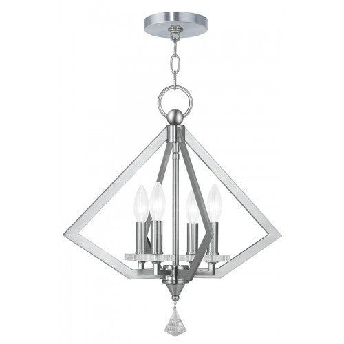 Livex Lighting Diamond 4 Light Brushed Nickel Chandelier