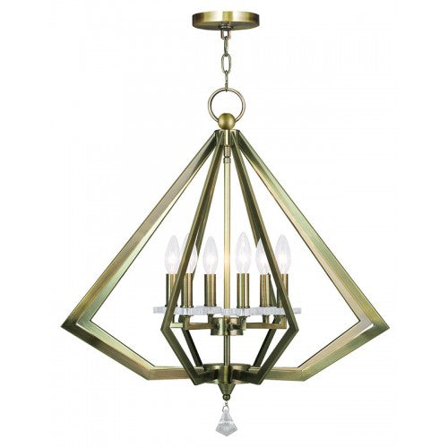 Livex Lighting Diamond 6 Light Antique Brass Chandelier
