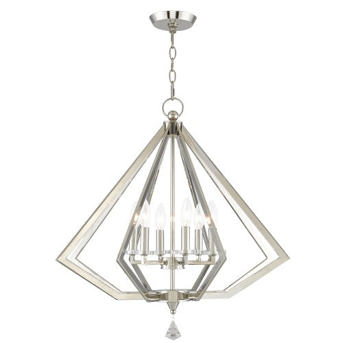 Livex Lighting Diamond 6 Light Polished Nickel Chandelier