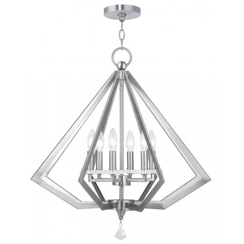 Livex Lighting Diamond 6 Light Brushed Nickel Chandelier