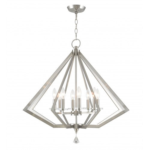 Livex Lighting Diamond 8 Light Brushed Nickel Chandelier